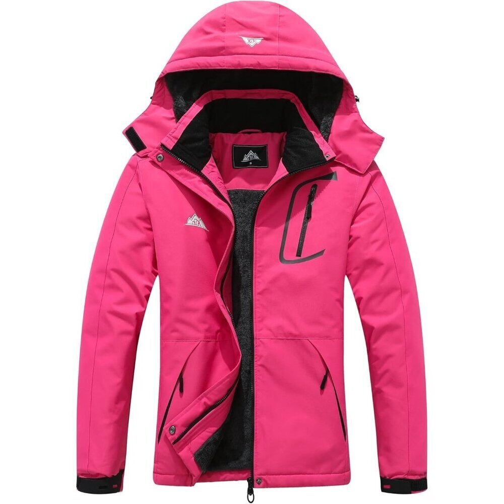 Women's Rose Red Waterproof Ski Jacket Warm Winter Coat Outdoor Snowboard Jacket